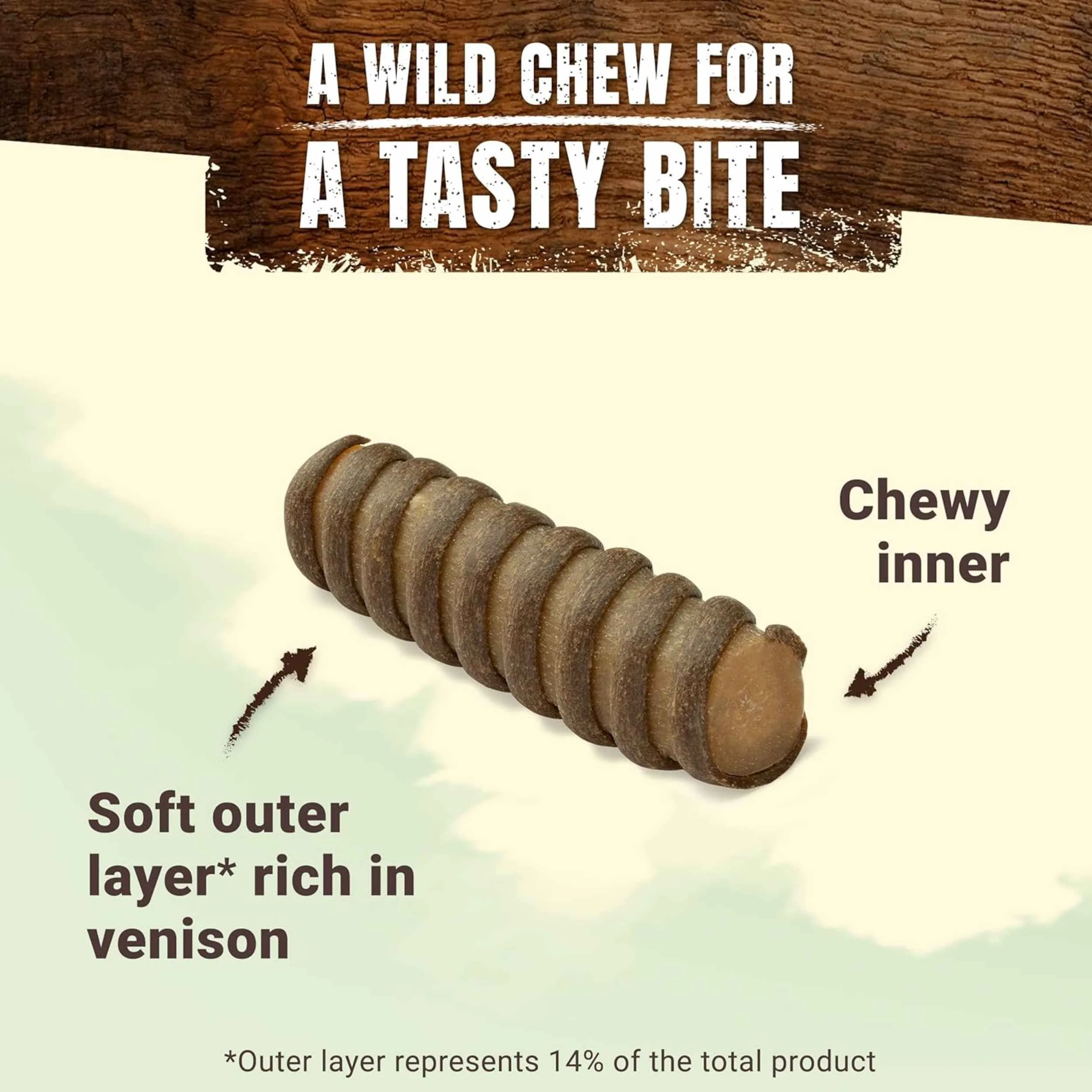 Adventuros Wild Chews Venison Medium Dog Treats 200g x 6 Packs - Image 2