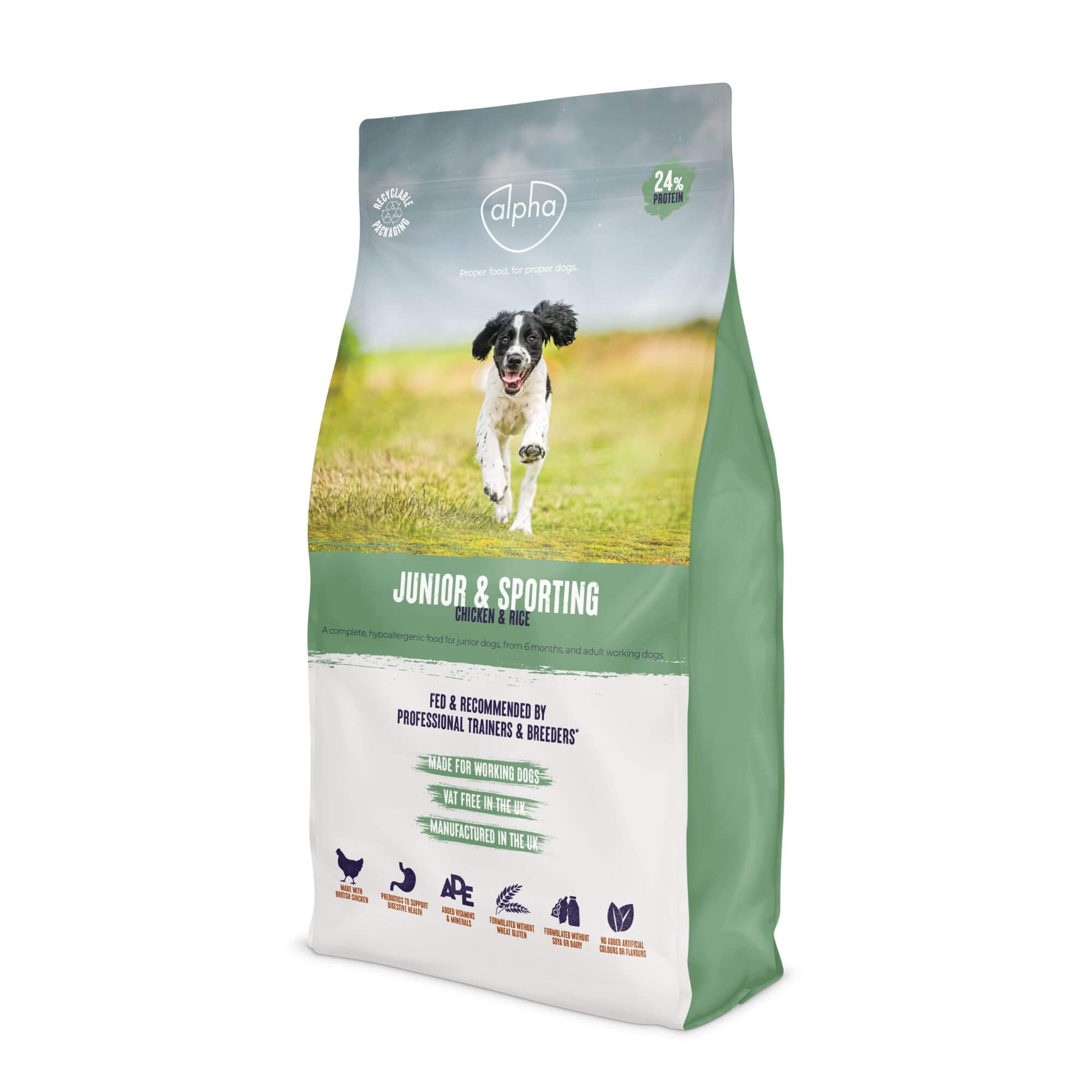 Alpha Junior & Sporting 24% Protein Chicken & Rice 15kg - Image 2