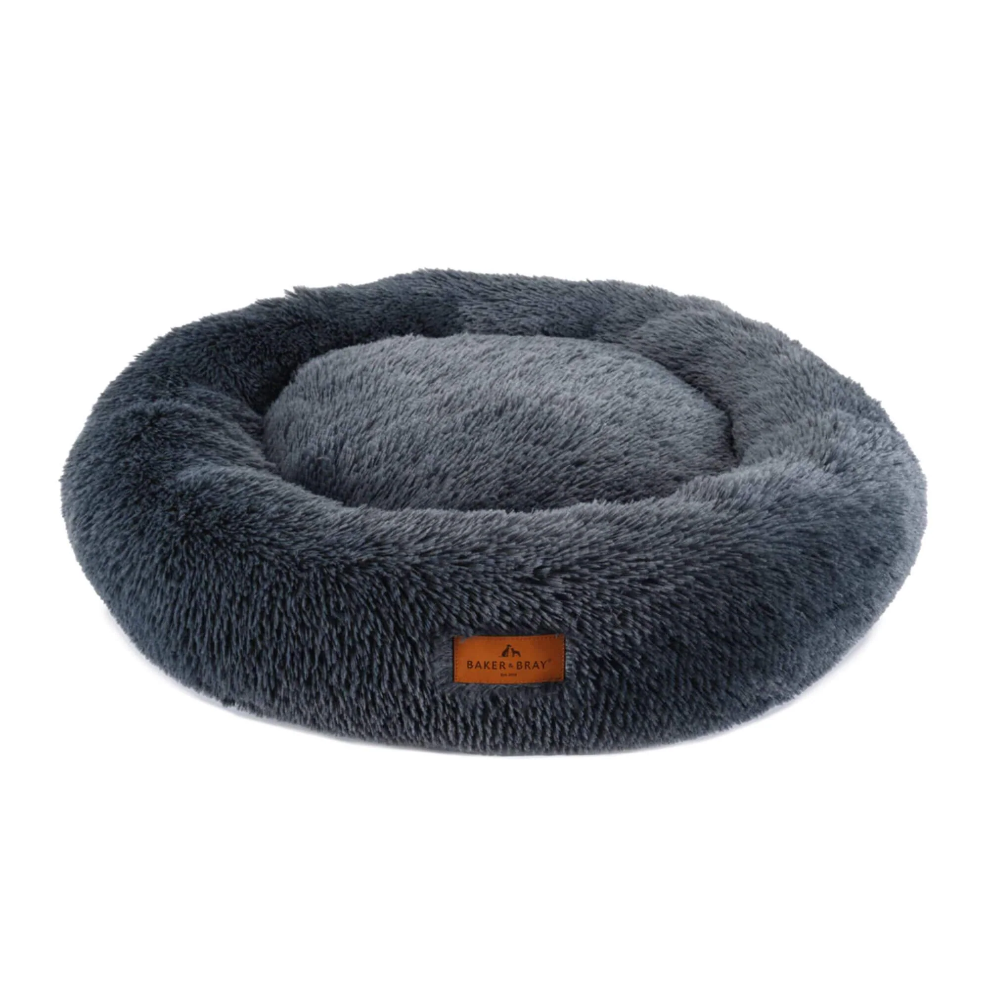 Baker & Bray Calming Donut Dog Bed - Dark Grey - Image 2