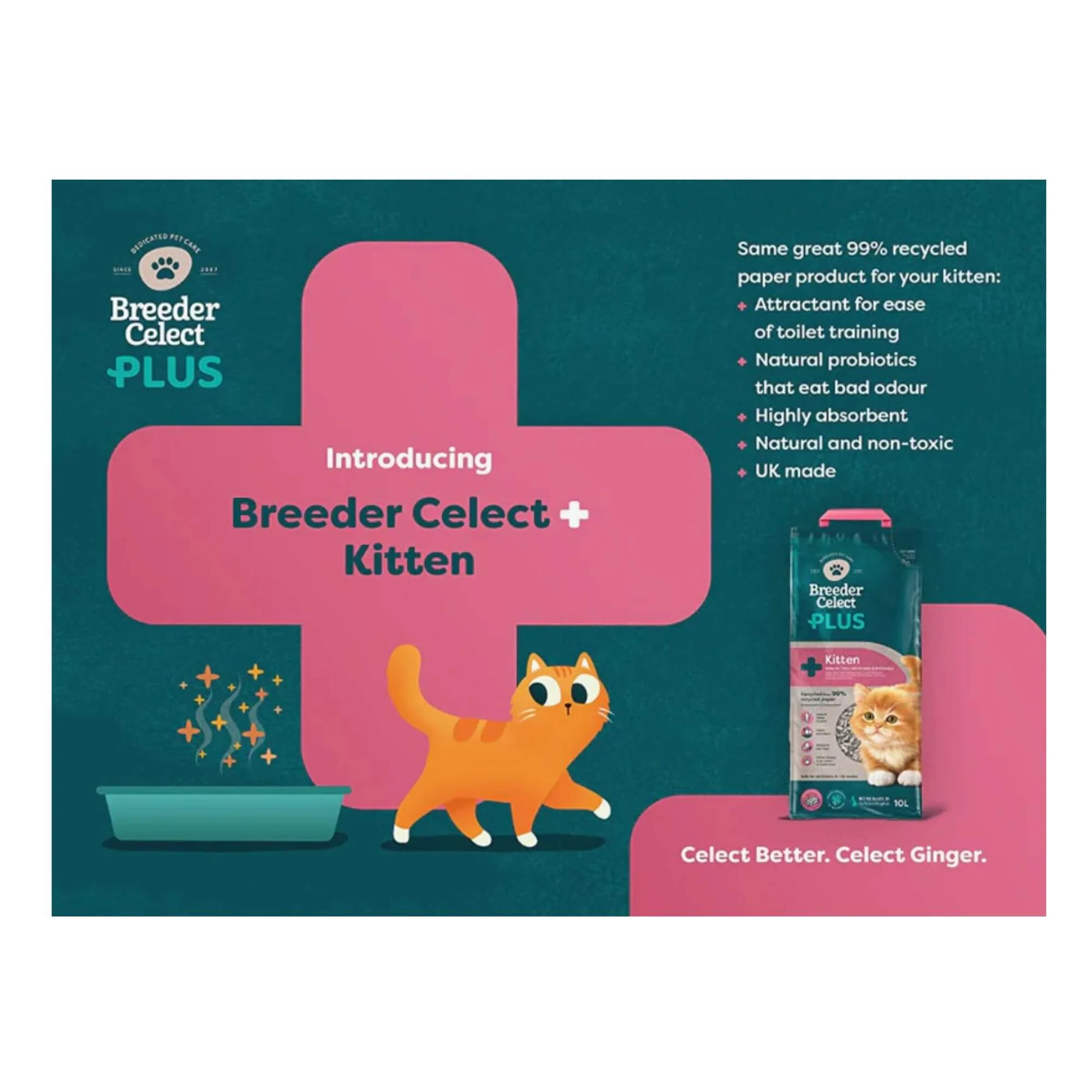 Breeder Celect Recycled Paper PLUS Kitten Cat Litter 25L - Image 3