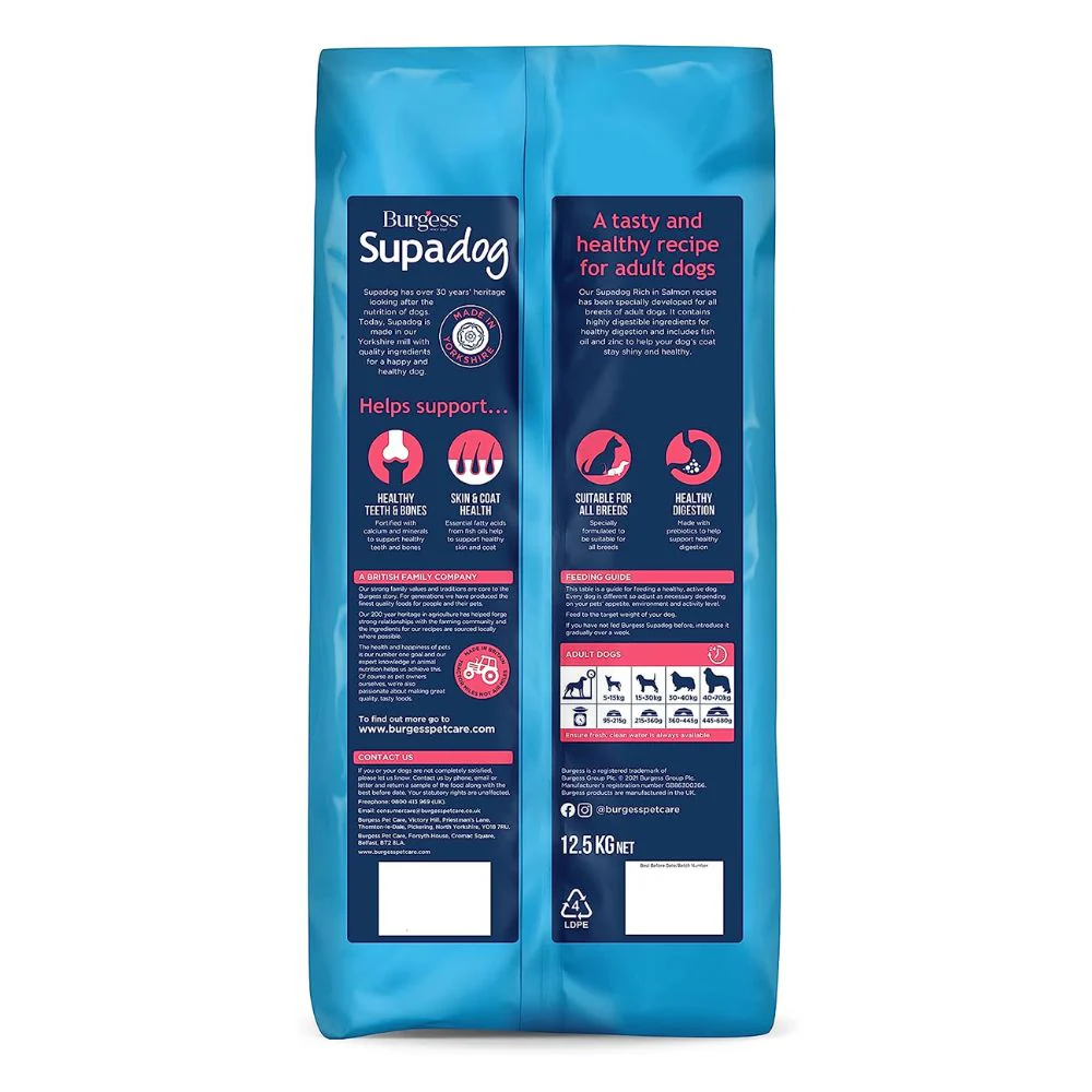 Burgess Supadog Adult Rich in Salmon Dog Food 12.5kg - Image 3