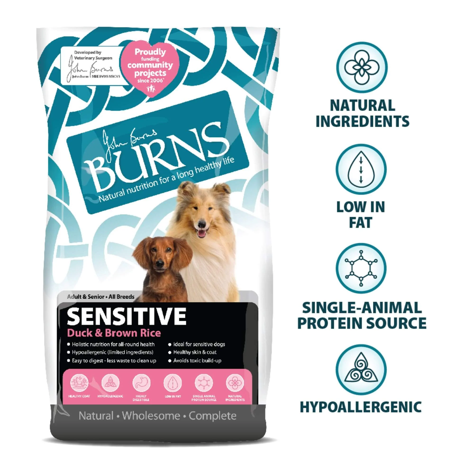 Burns Sensitive Duck & Brown Rice 12kg - Image 2