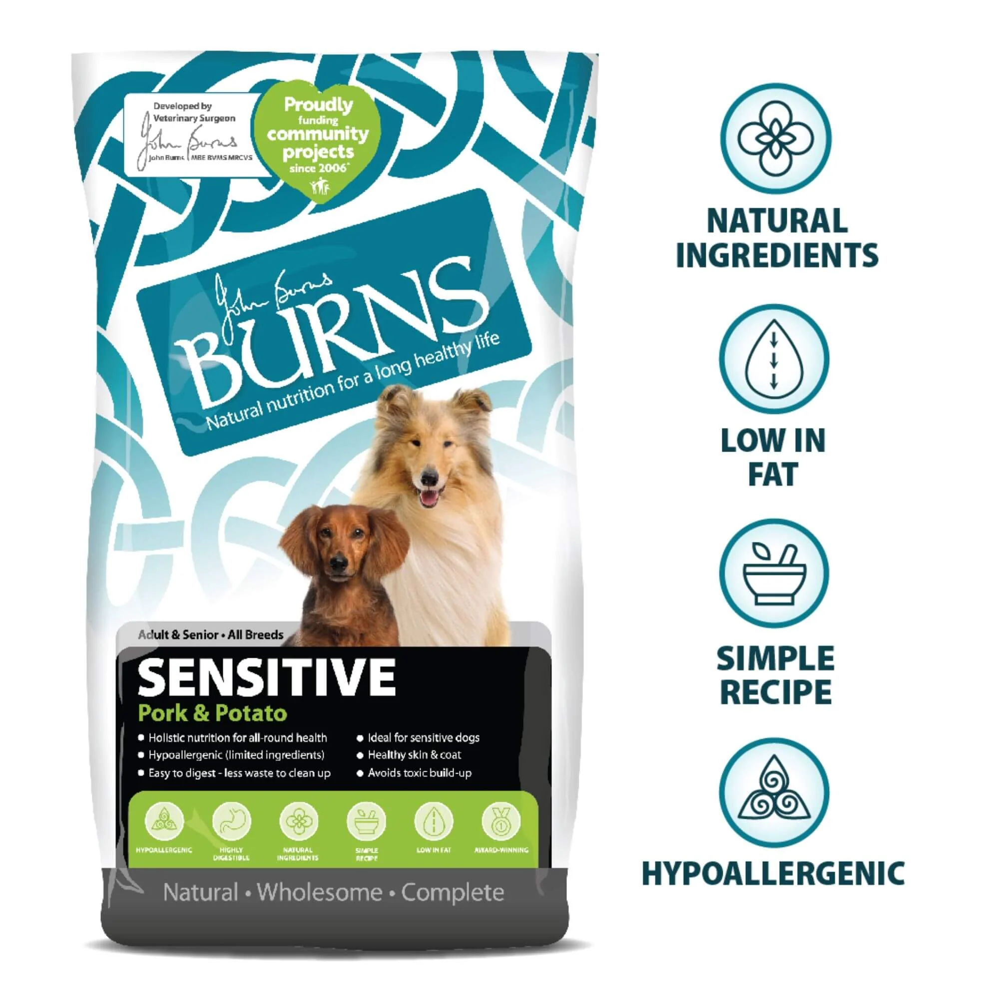 Burns Sensitive Pork & Potato Dry Dog Food - Image 2