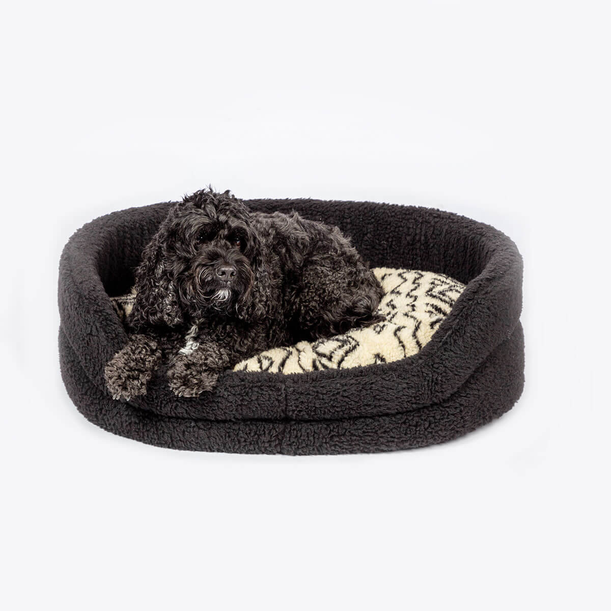 Danish Design Sherpa Fleece Neutral Geometric Slumber Bed - Image 3