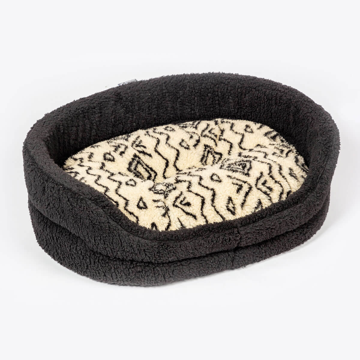 Danish Design Sherpa Fleece Neutral Geometric Slumber Bed - Image 4
