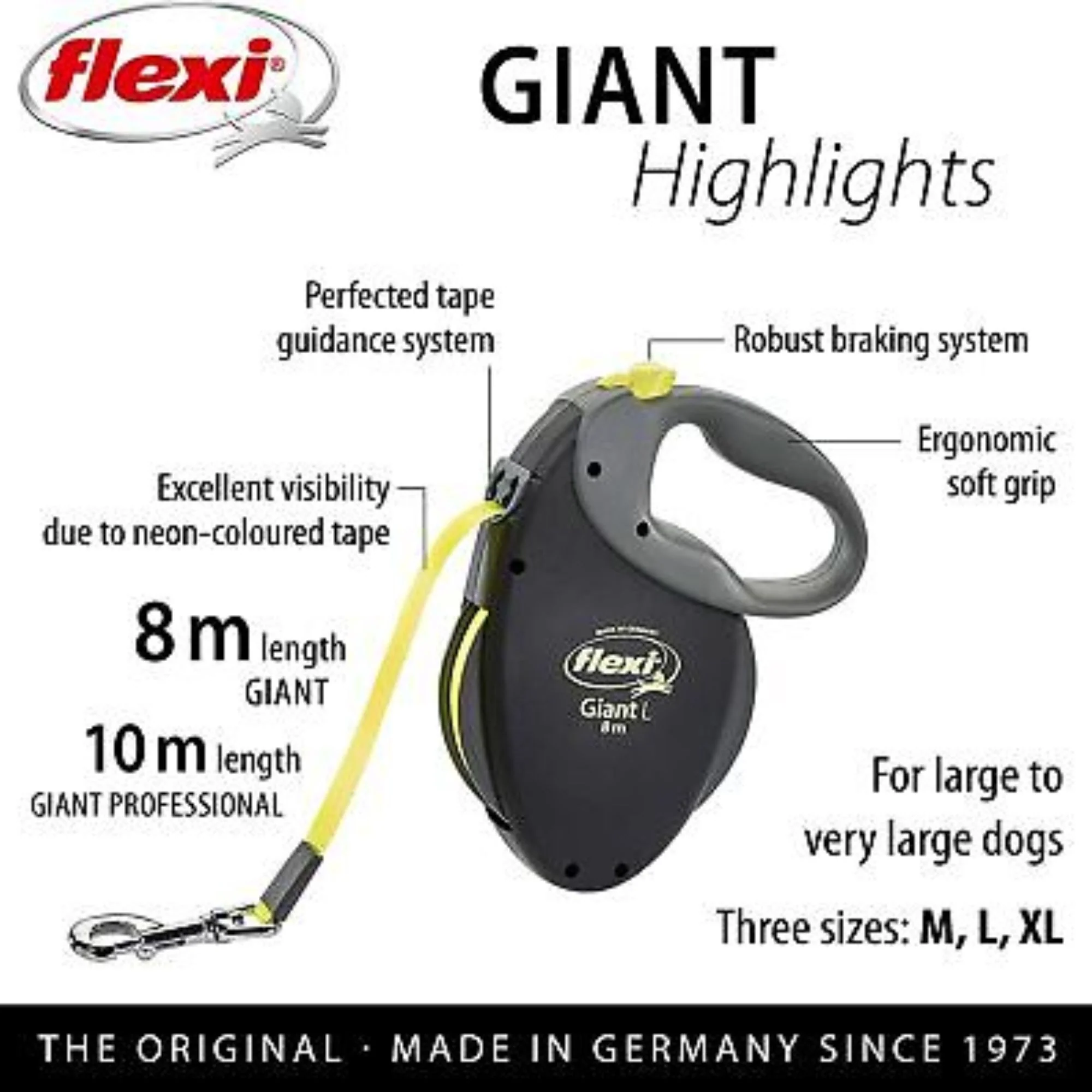 Flexi Giant Neon Retractable Tape Dog Lead - 8m - Image 5