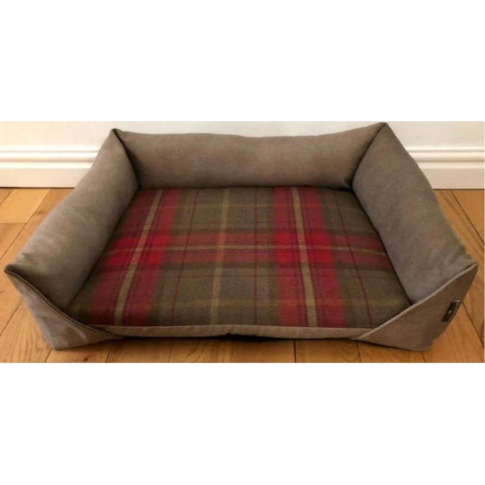 GB Pet Beds Handmade Country Check Velour Dog Sofa Bed - Image 4