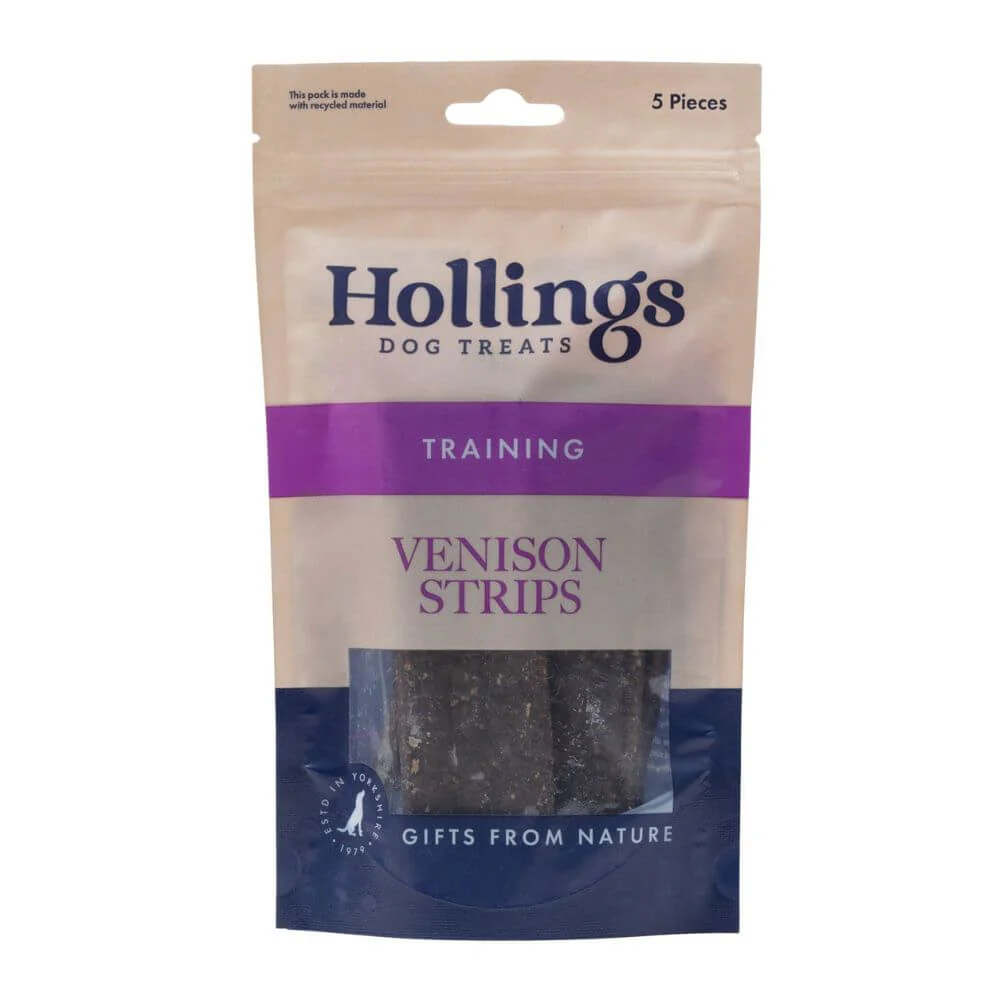 Hollings 100% Natural Venison Strips 12 x 5 Pack - Image 2