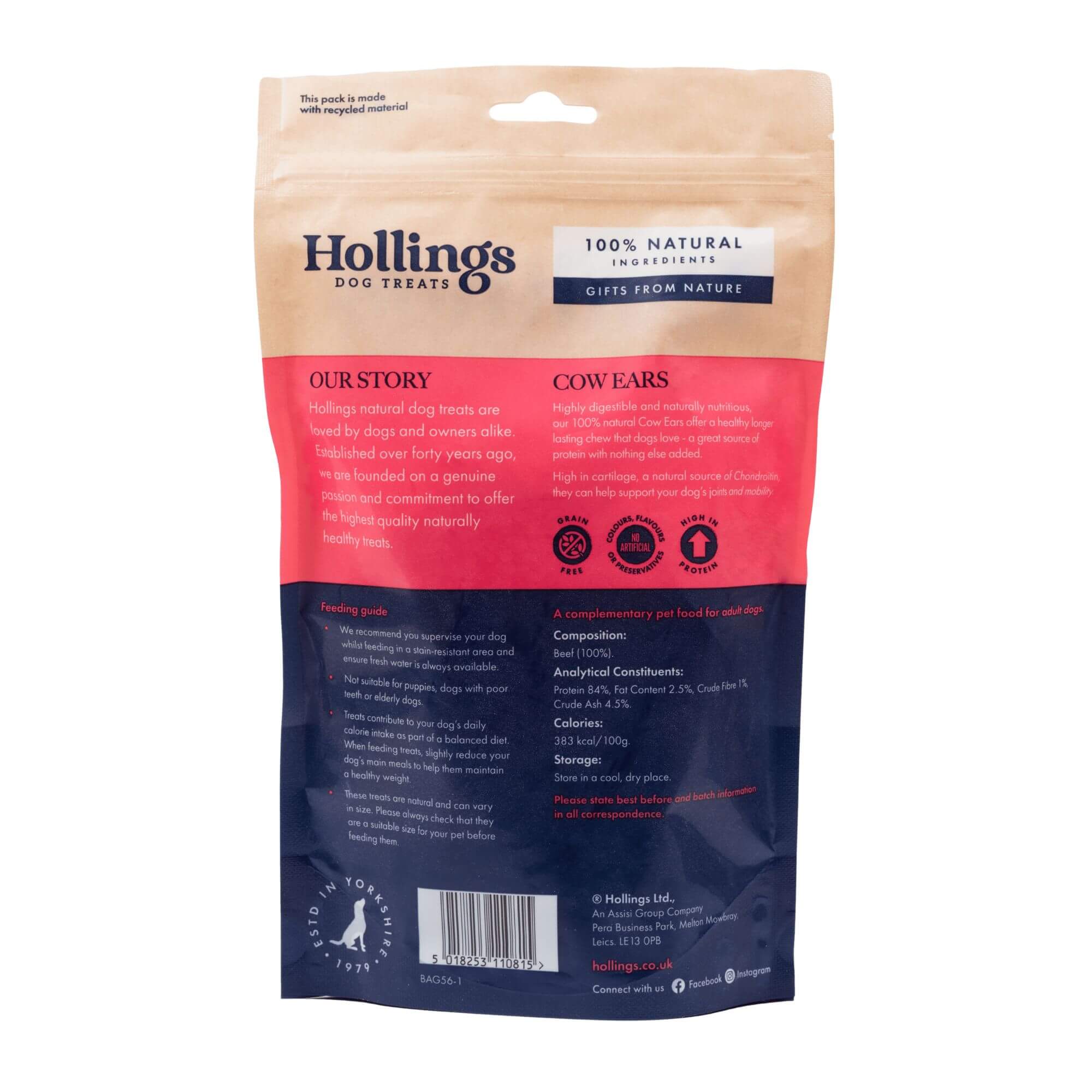 Hollings Cow Ears Natural Dog Treats x 40 - Image 3