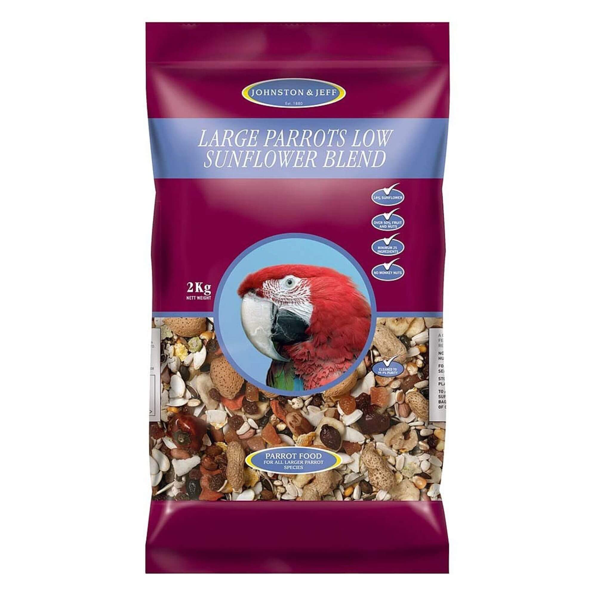Johnston & Jeff Low Sunflower Diet for Large Parrots 6 x 2kg - Image 3
