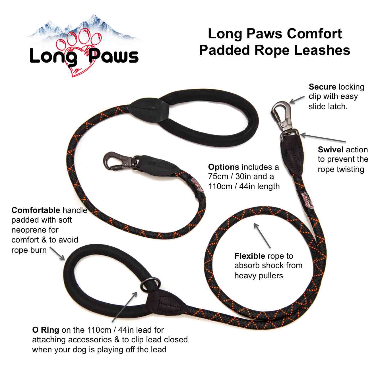 Long Paws Comfort Rope Dog Leash with Locking Click 120cm - Image 4