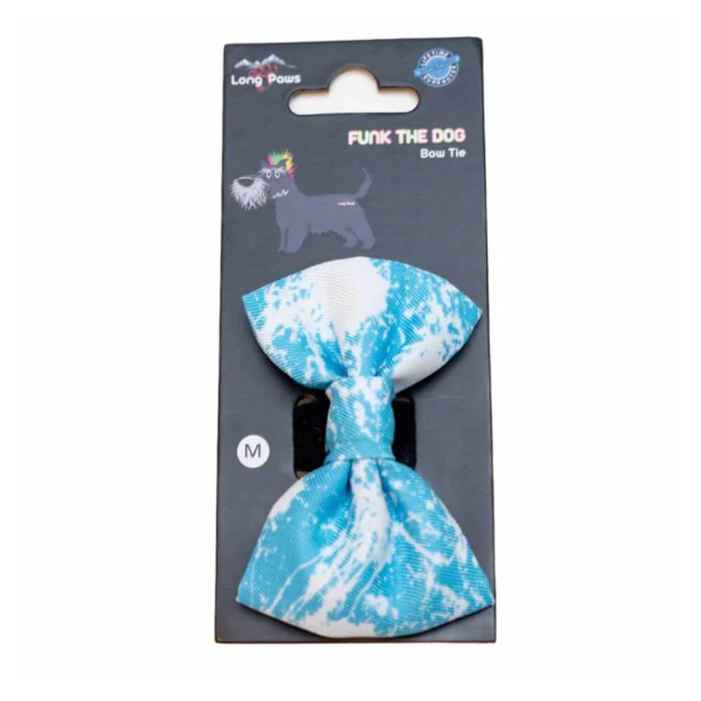 Long Paws Funk The Dog Bow Tie in Blue Tie Dye - Image 2