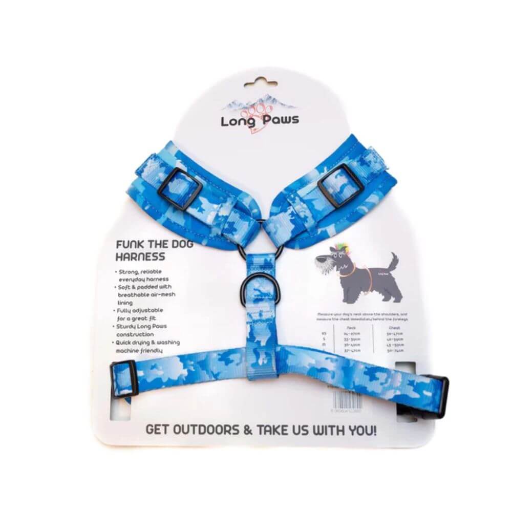 Long Paws Funk The Dog Harness in Blue Camo - Image 4