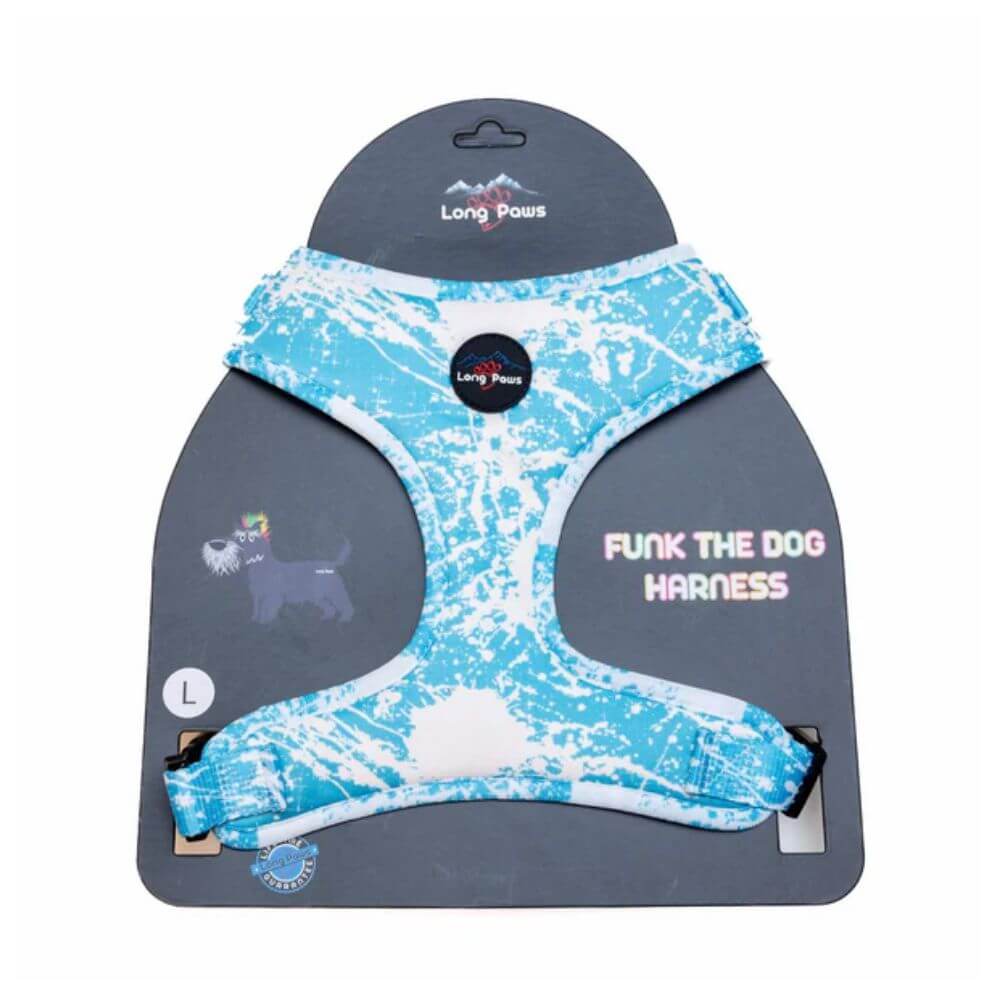 Long Paws Funk The Dog Harness in Blue Tie Dye - Image 3