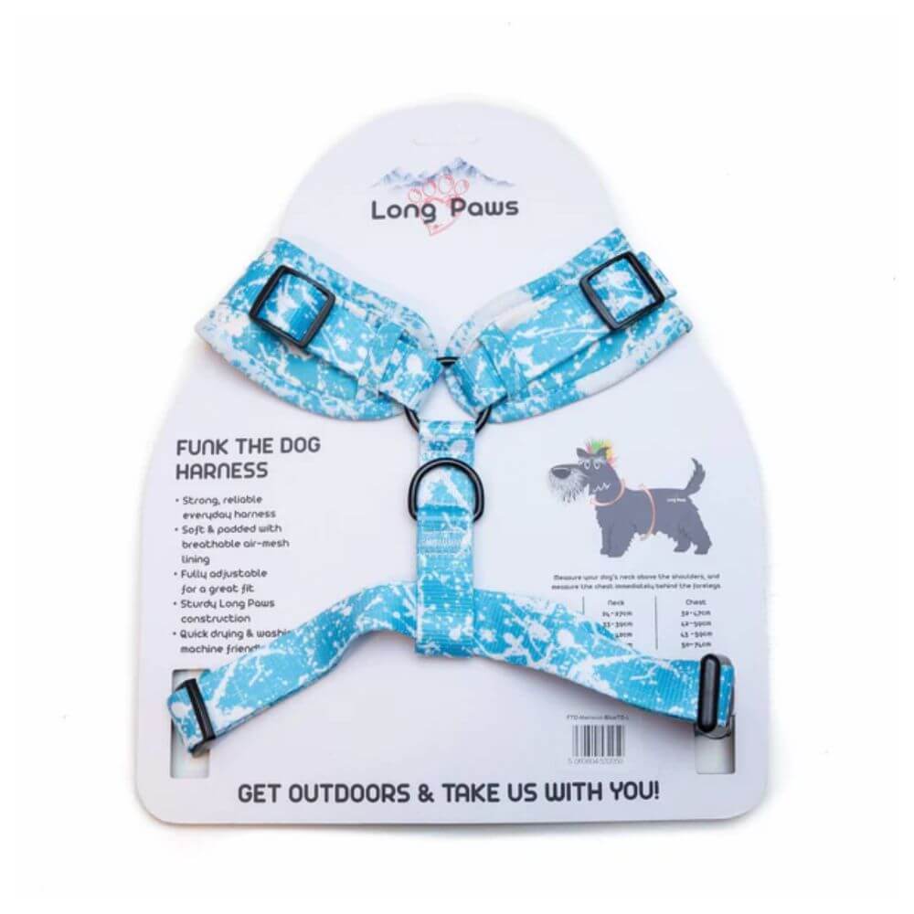 Long Paws Funk The Dog Harness in Blue Tie Dye - Image 4