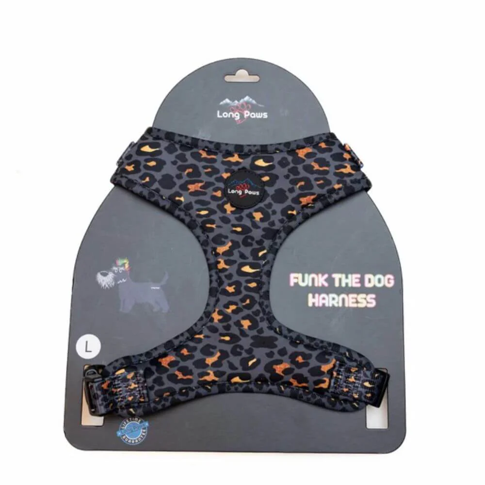 Long Paws Funk The Dog Harness in Gold Black Leopard - Image 3