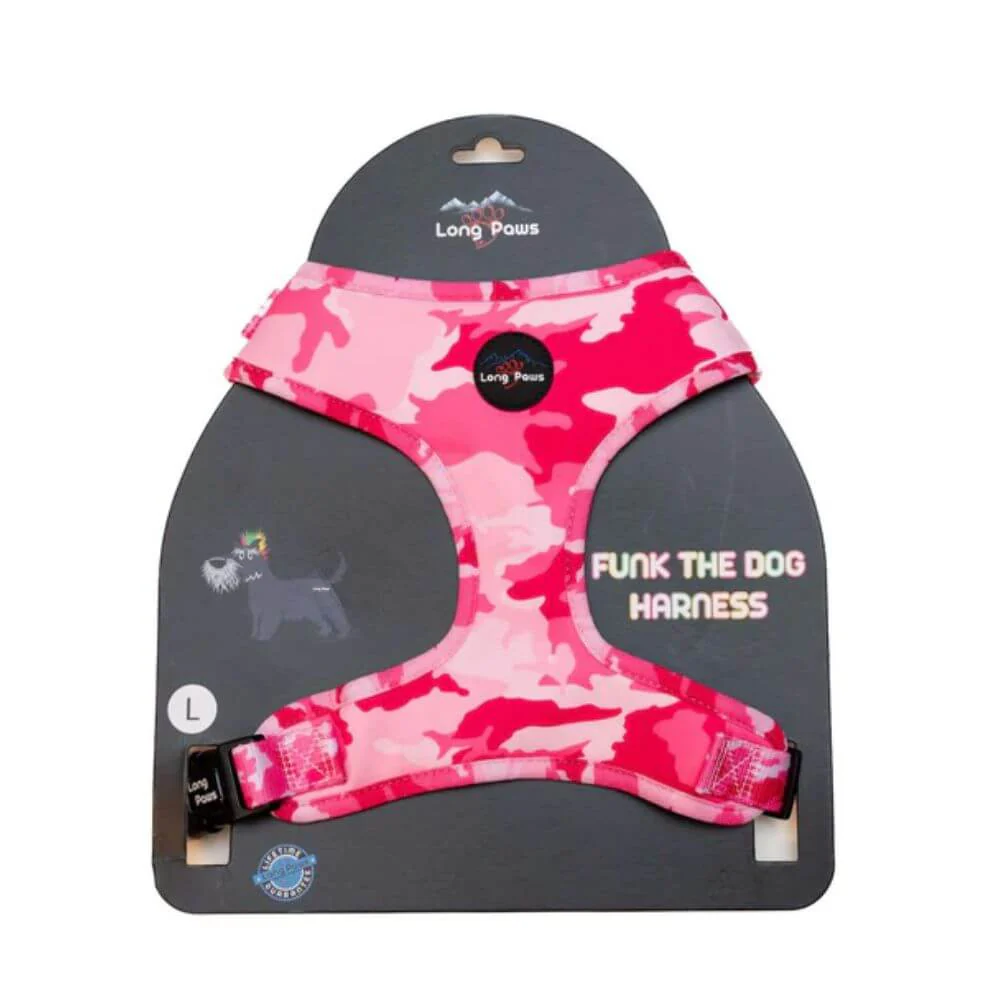 Long Paws Funk The Dog Harness in Pink Camo - Image 3