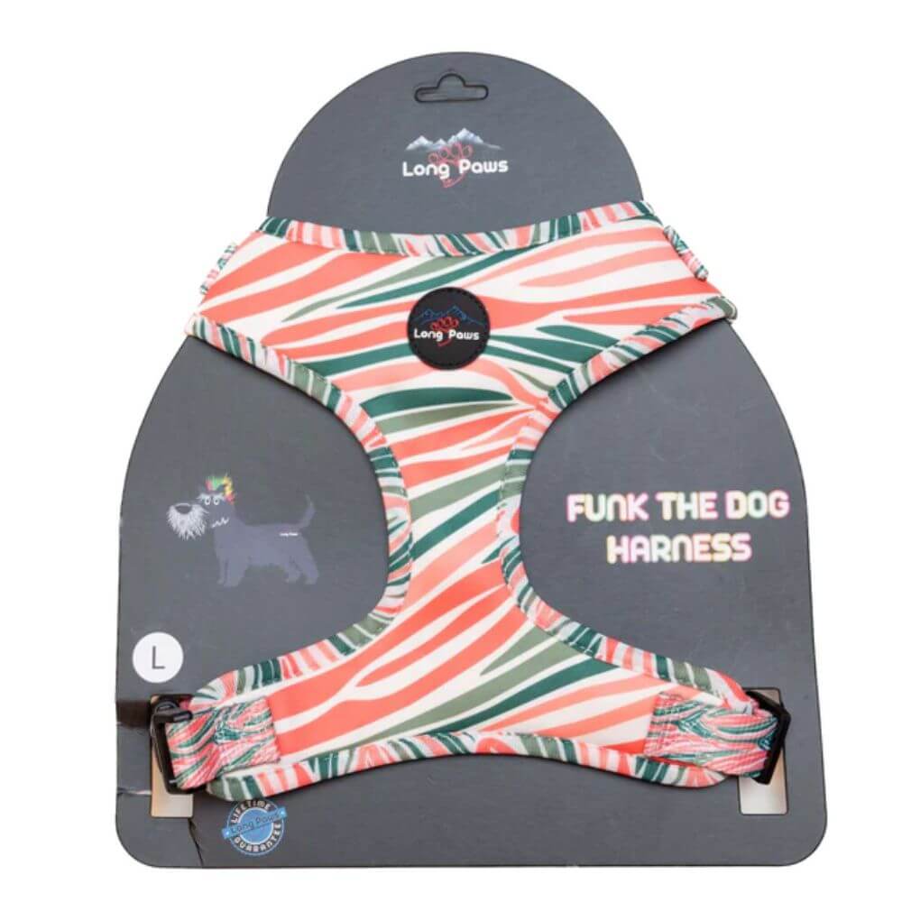 Long Paws Funk The Dog Harness in Pink Green Zebra - Image 3