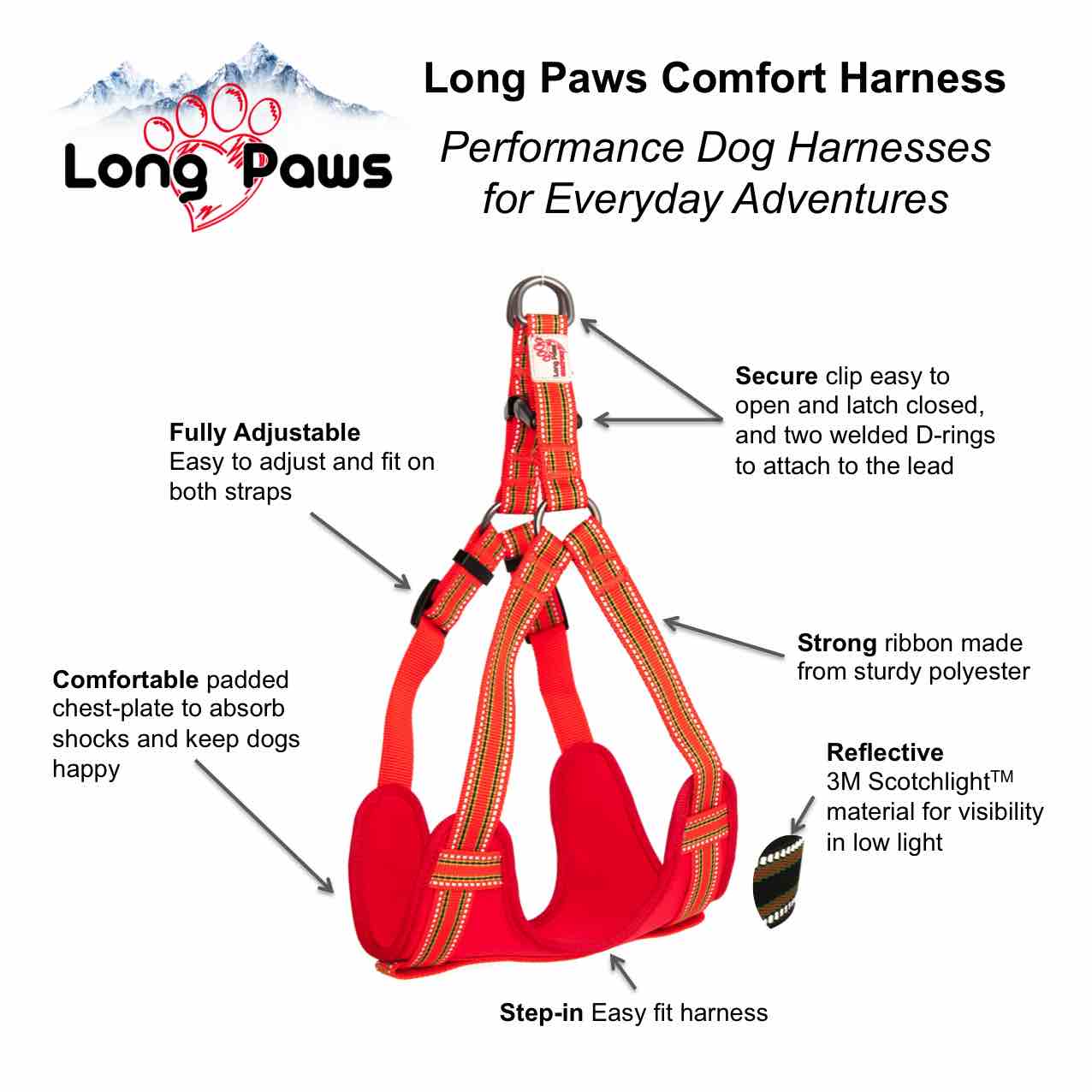 Long Paws Reflective Comfort Dog Harness - Image 4