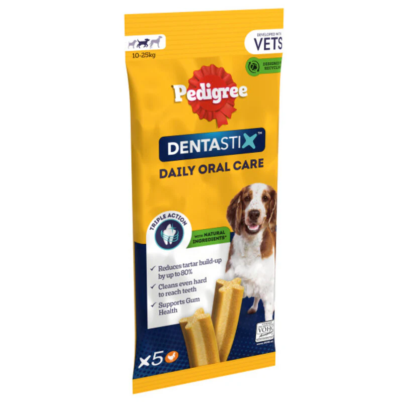 Pedigree Dentastix Daily Dental Chews Medium Dog Treats 5 Sticks x 14 Packs - Image 5