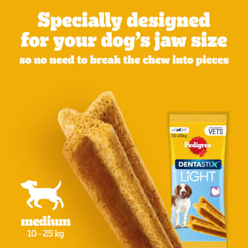 Pedigree Dentastix Light Daily Dental Chew Medium Dog 5 Sticks x 6 - Image 2