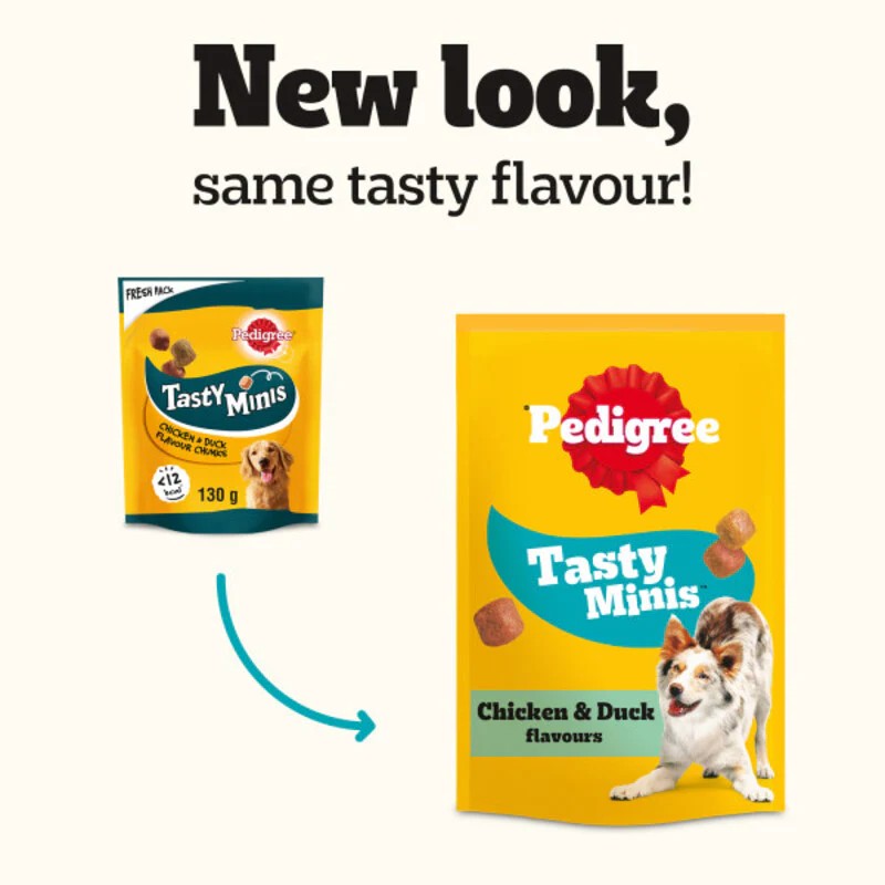 Pedigree Tasty Minis Chewy Cubes Chicken & Duck Dog Treats 130g x 8 Packs - Image 4