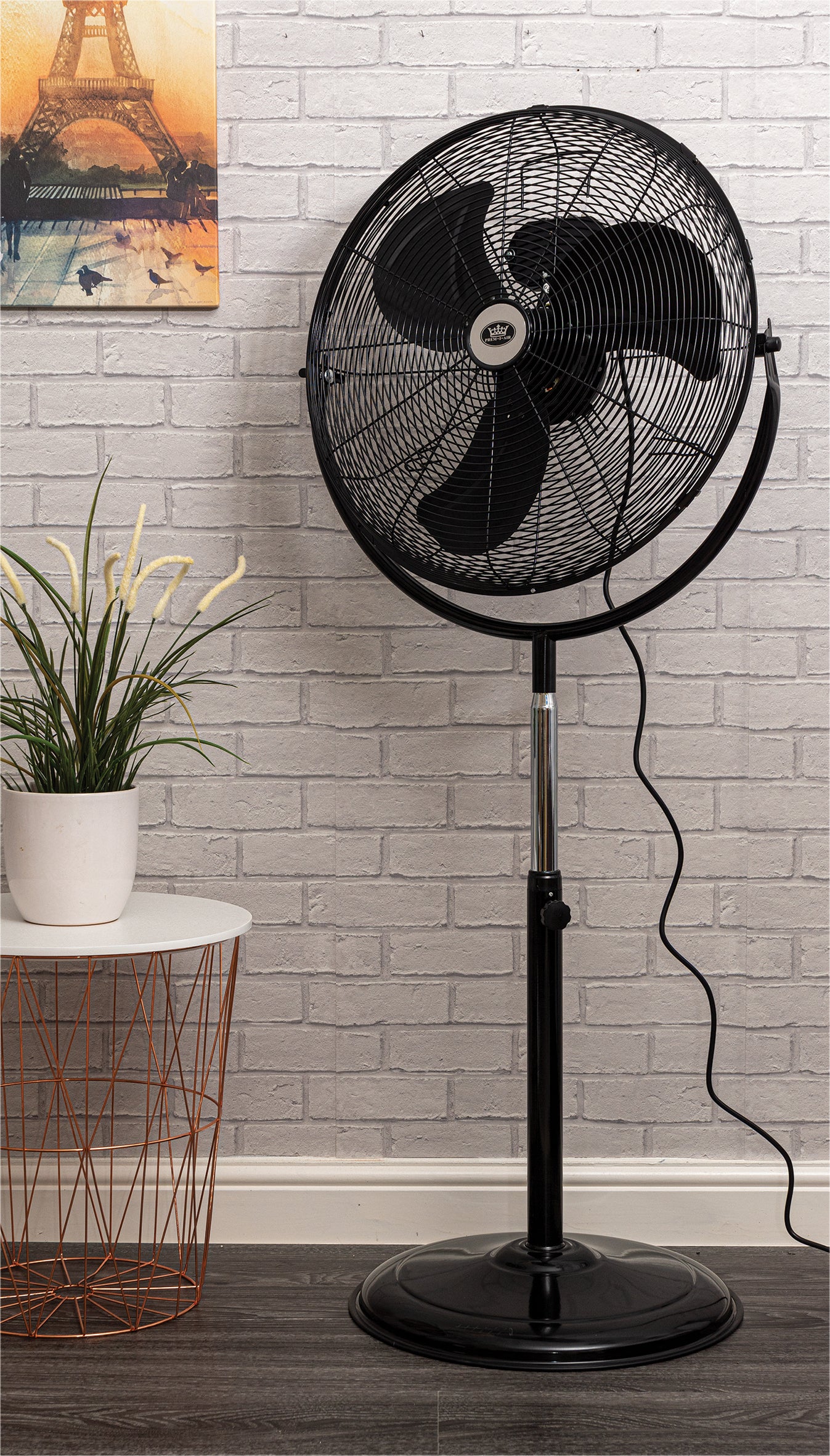 Prem-I-Air 120W 3 Speed 20-inch 360 Degree Pedestal Fan - Black/Silver - EH1864 - Image 4