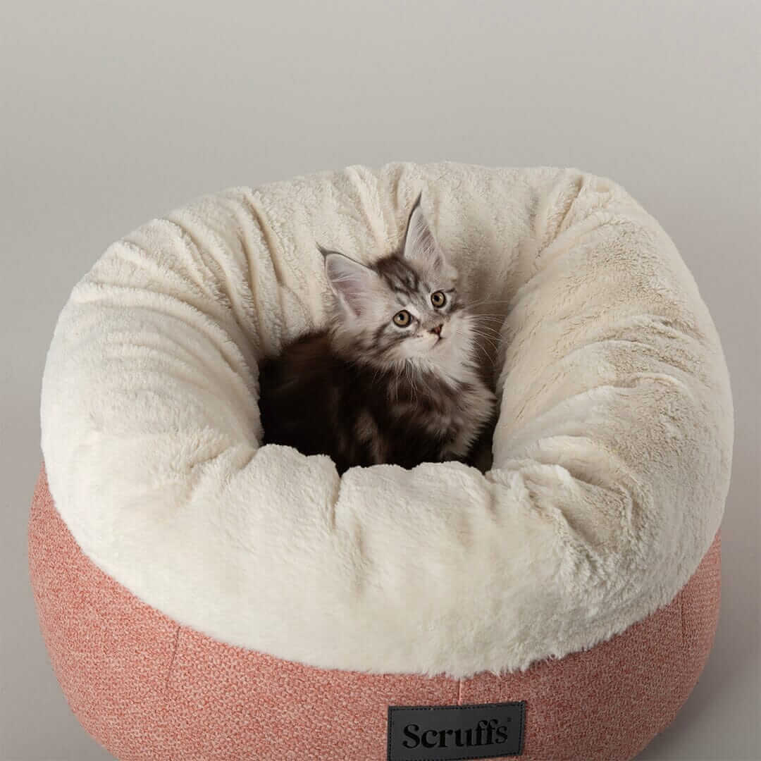 Scruffs Seattle Sanctuary Deep Round Cat Bed - Coral Pink - Image 3