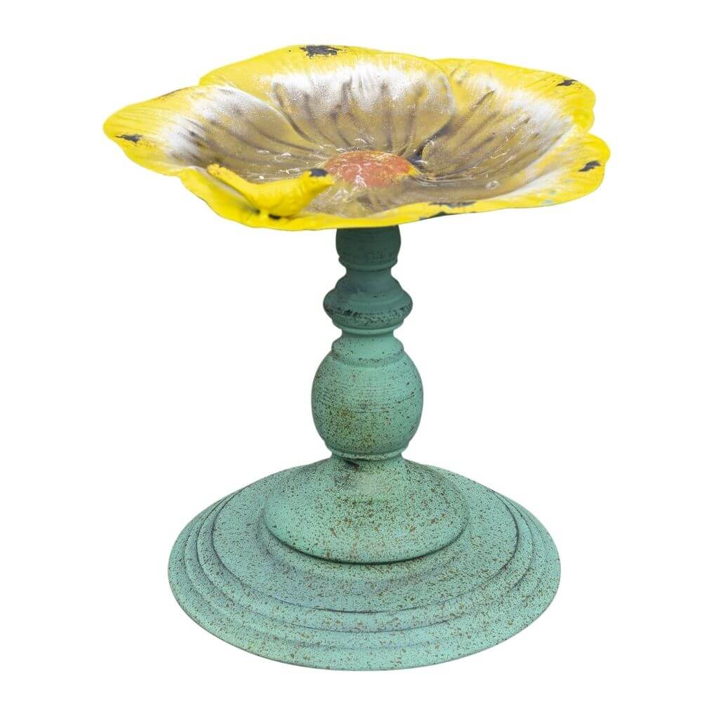 St Helens Metal Bird Bath / Feeder - Yellow Flower - Image 4