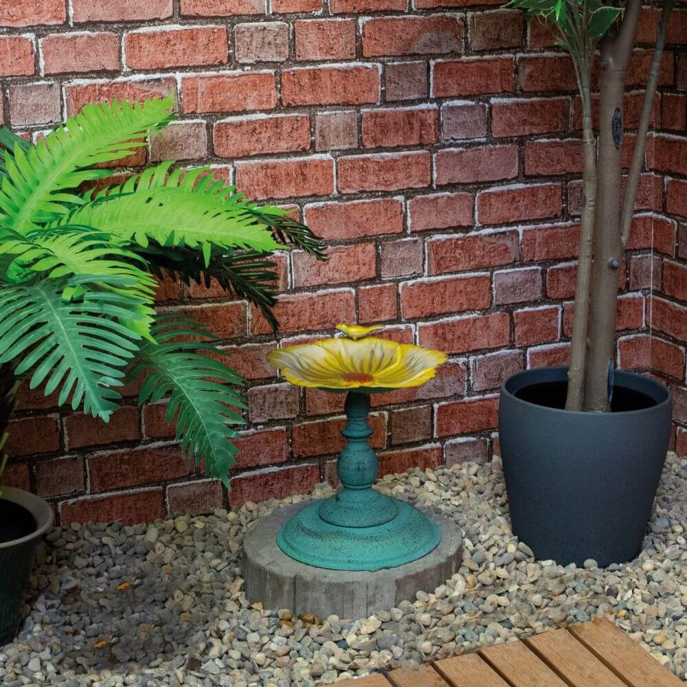 St Helens Metal Bird Bath / Feeder - Yellow Flower - Image 7