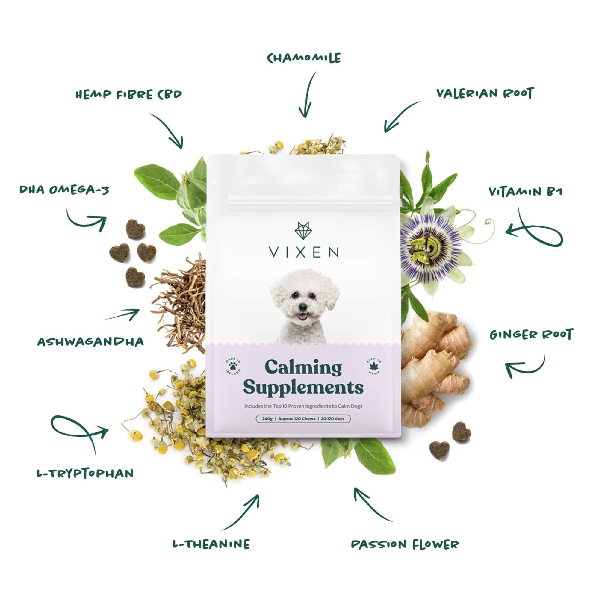 Vixen Calming Supplements for Dogs 240g - Image 2