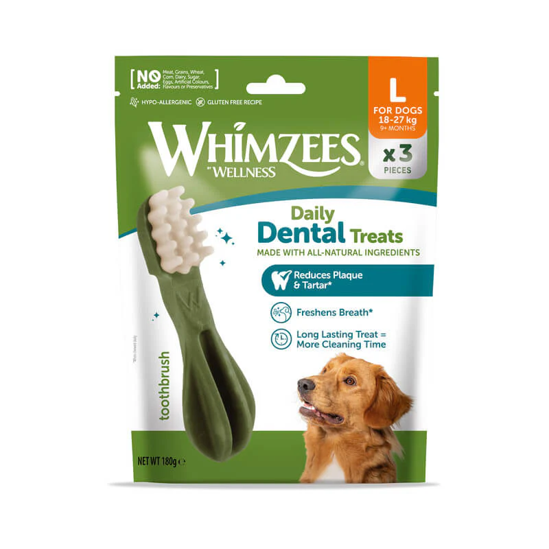 Whimzees Toothbrush Dental Dog Treats Large 3 Pieces x 5 - Image 2
