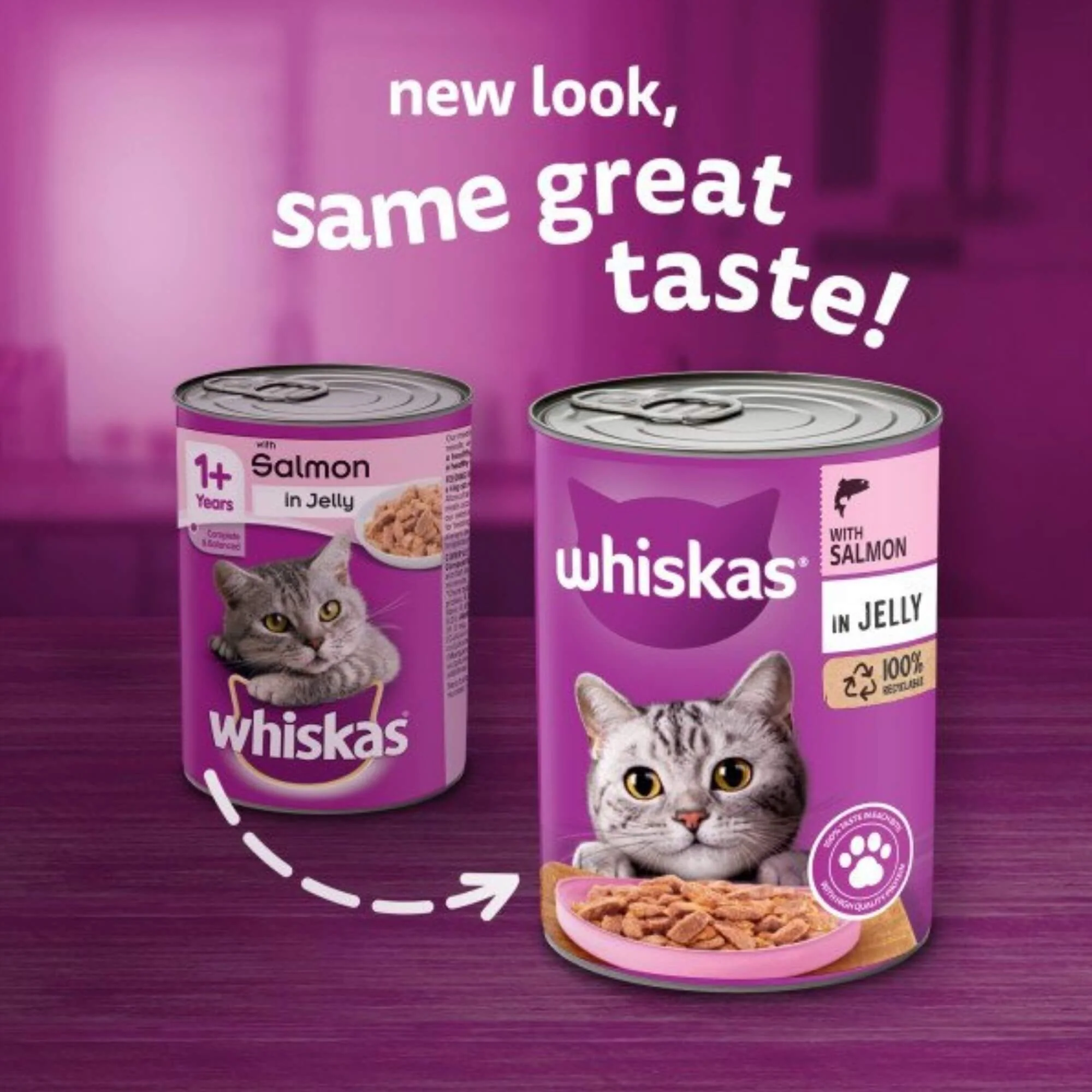 Whiskas 1+ Adult Salmon in Jelly Tins Cat Food 12 x 400g - Image 3